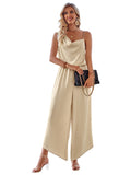 Casual Wide Leg Sleeveless Jumpsuit for Women in apricot from Eternal Gleams