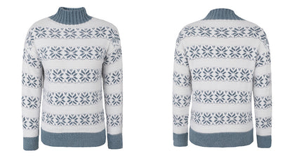Festliches Flair: Halbhochgeschlossene Bluse mit Schneeflocken-Pullover