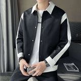 Men's Spring And Autumn New Patchwork Polo Collar Top