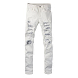 White Cashew Flower Patch Torn Jeans from Eternal Gleams