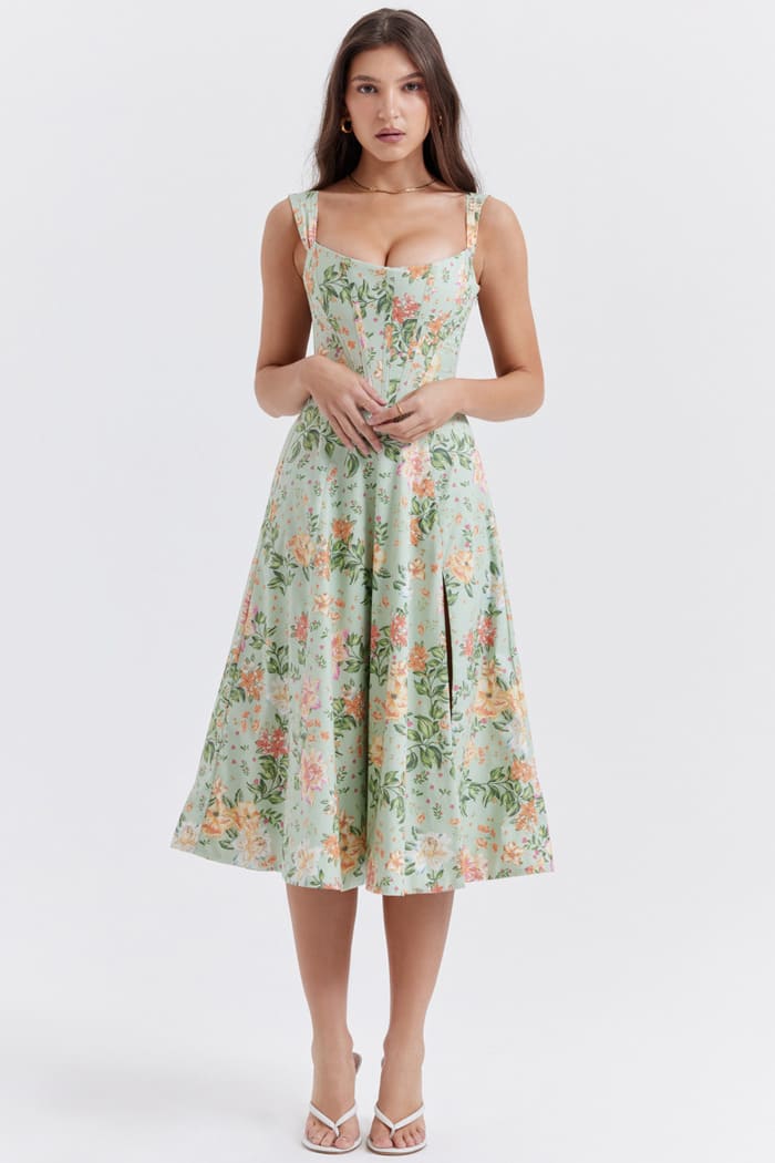 Slimming Waist-Controlled Floral Dress - Sexy Suspenders Split Summer Dress