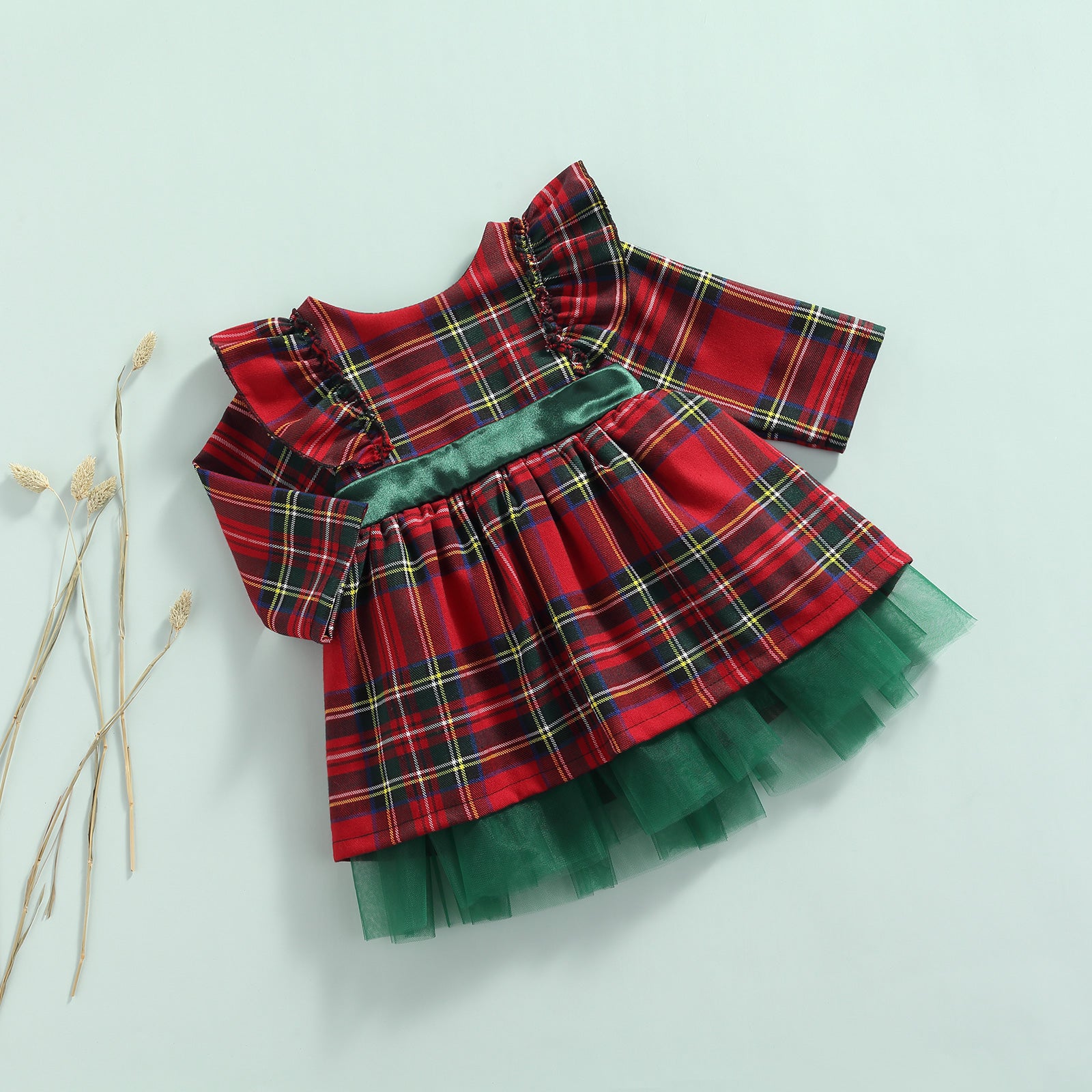 Girls Kids Red Checkered Bow Christmas Dress from Eternal Gleams