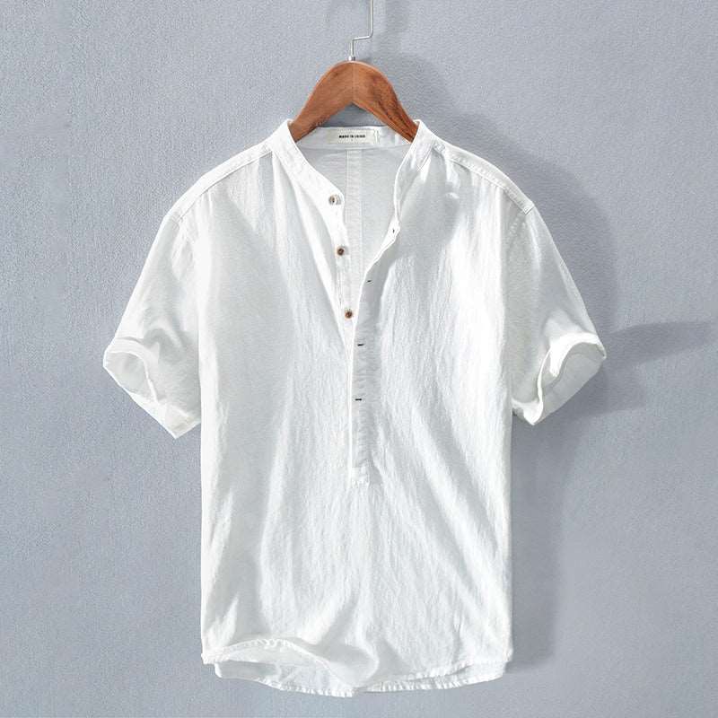 Japanese Retro Stand Collar T-shirt for Men