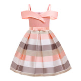 Fashion Sling Dress Children's Strapless Striped Birthday Dress from Eternal Gleams