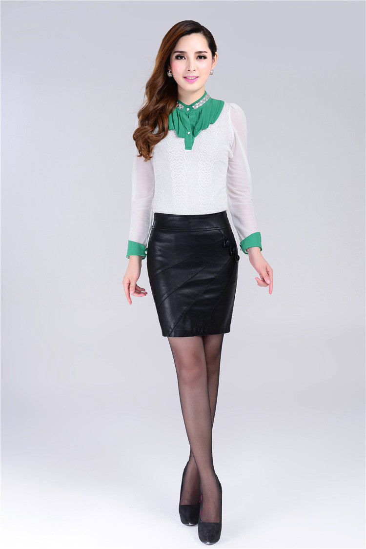 Fashion Sexy Slim High Waist PU Leather Skirt from Eternal Gleams