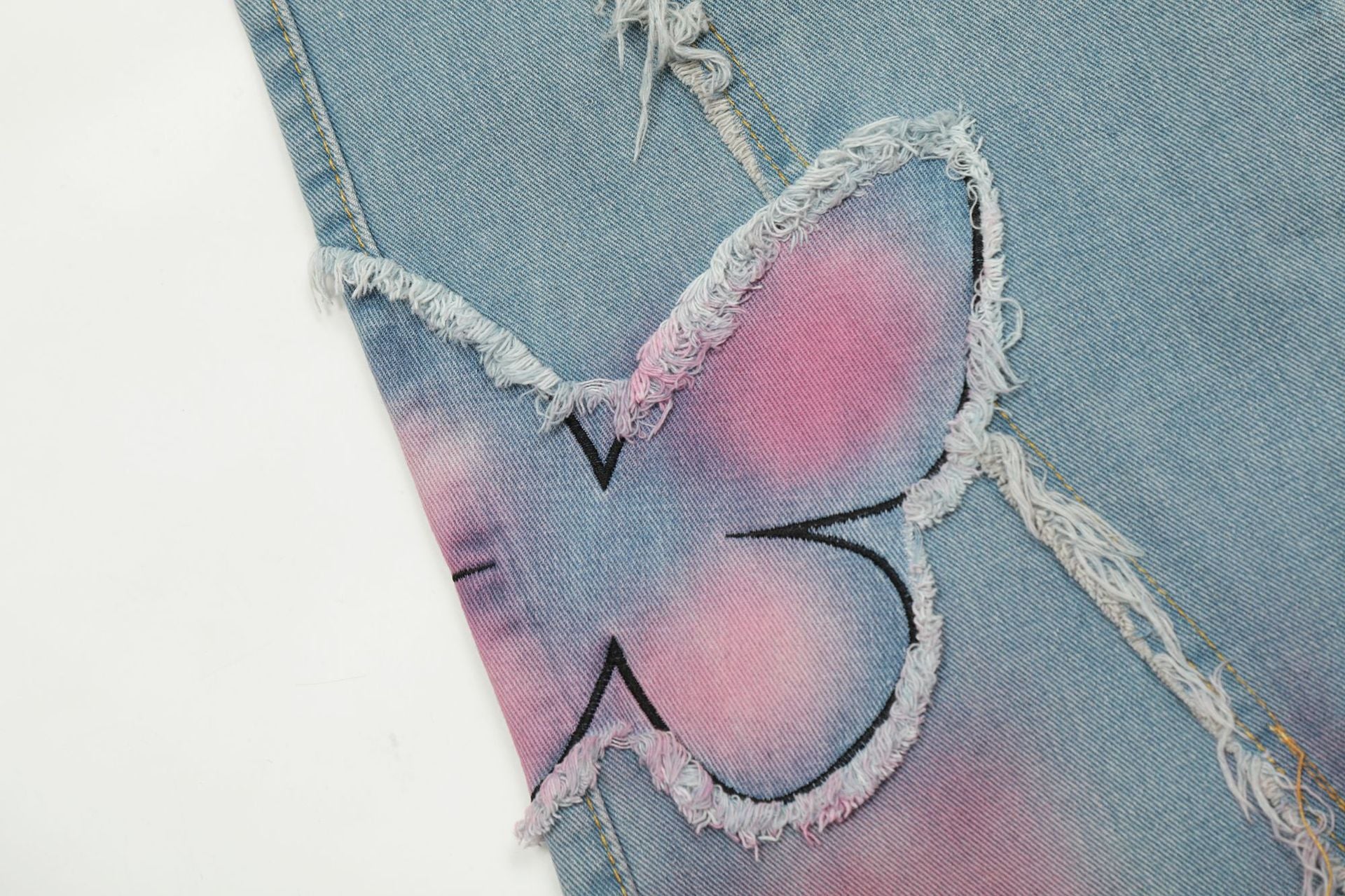 Sweet Cute Butterfly Wash Denim Trousers from Eternal Gleams