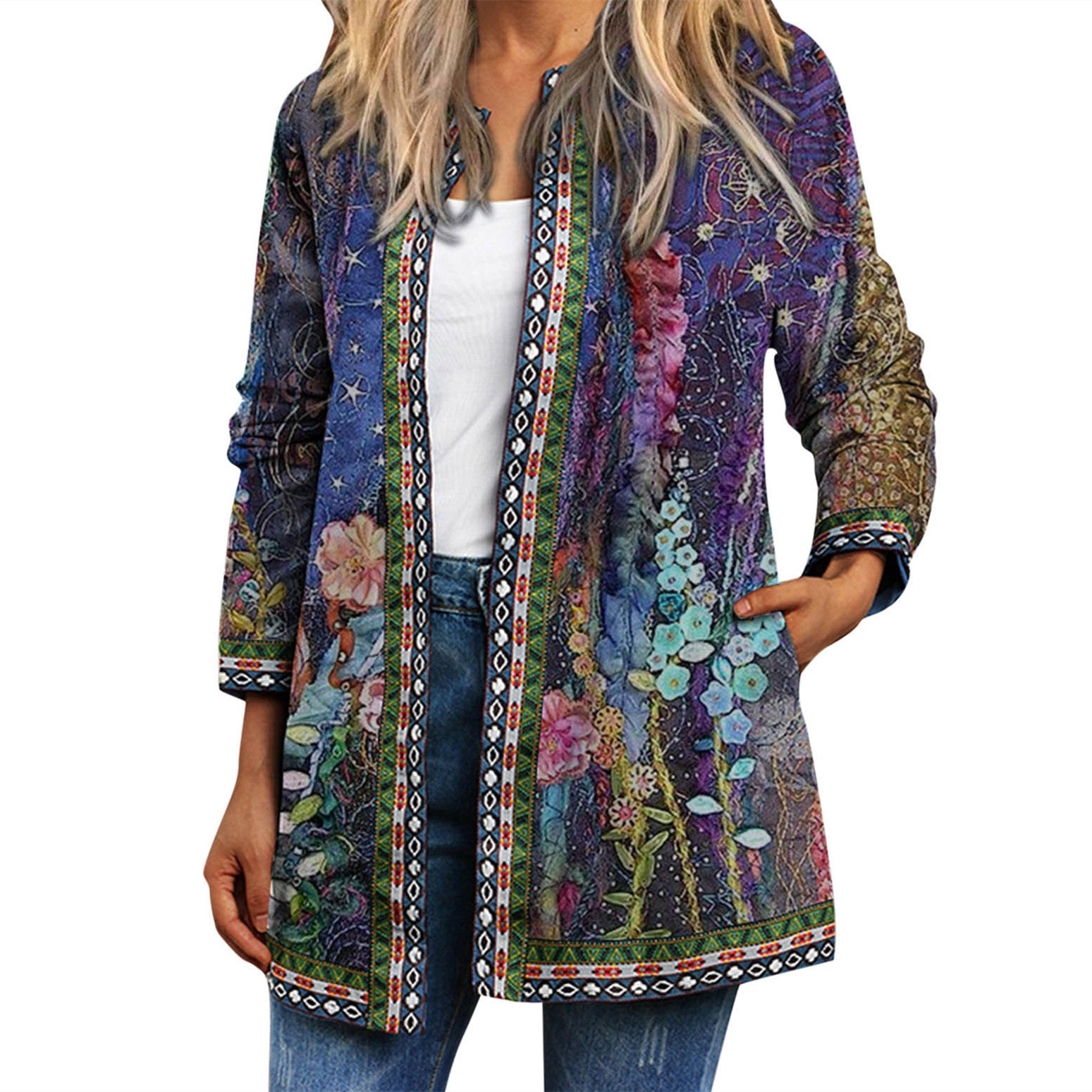 Women's Printed Long-sleeved Coat Cardigan from Eternal Gleams