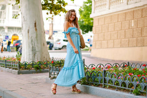 elegant-pretty-woman-wearing-fashionable-trendy-blue-maxi-dress-posing-city-park