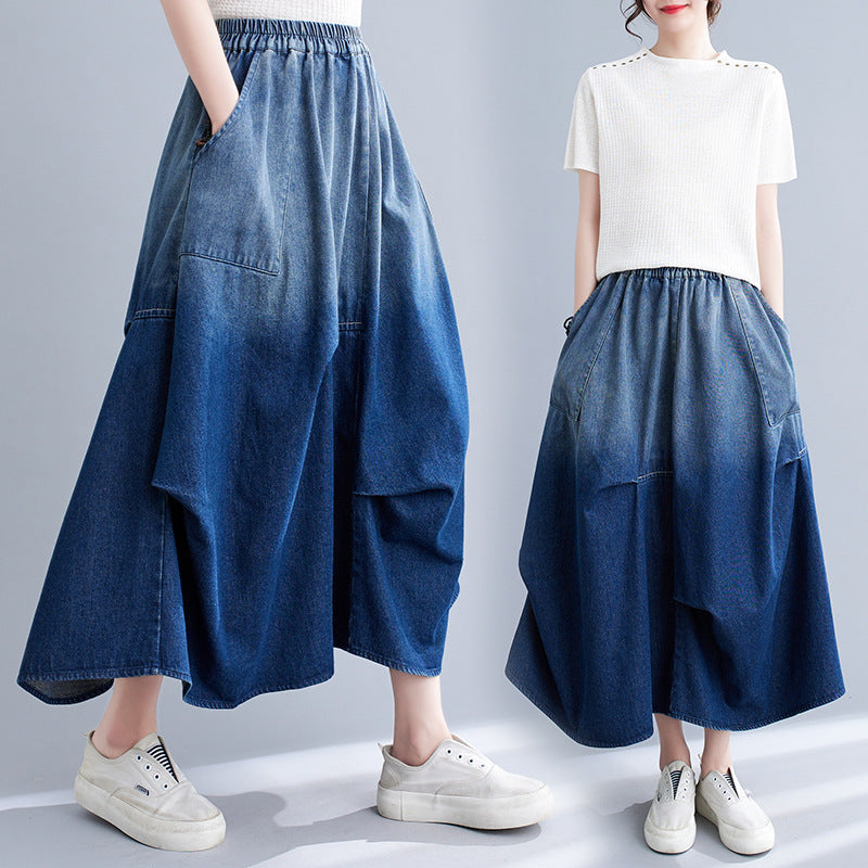 Gradient Color Denim Skirt For Women from Eternal Gleams