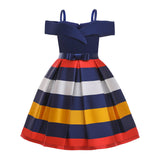 Fashion Sling Dress Children's Strapless Striped Birthday Dress - Eternal Gleams