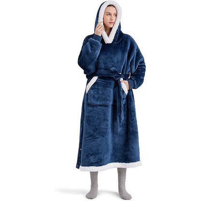Winter-Hoodie-Decke mit Knopf-Design, warme Heimkleidung für Damen und Herren, übergroßer Pullover