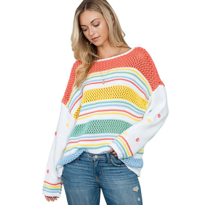Dopamine Rainbow Sweater: Vibrant European Style