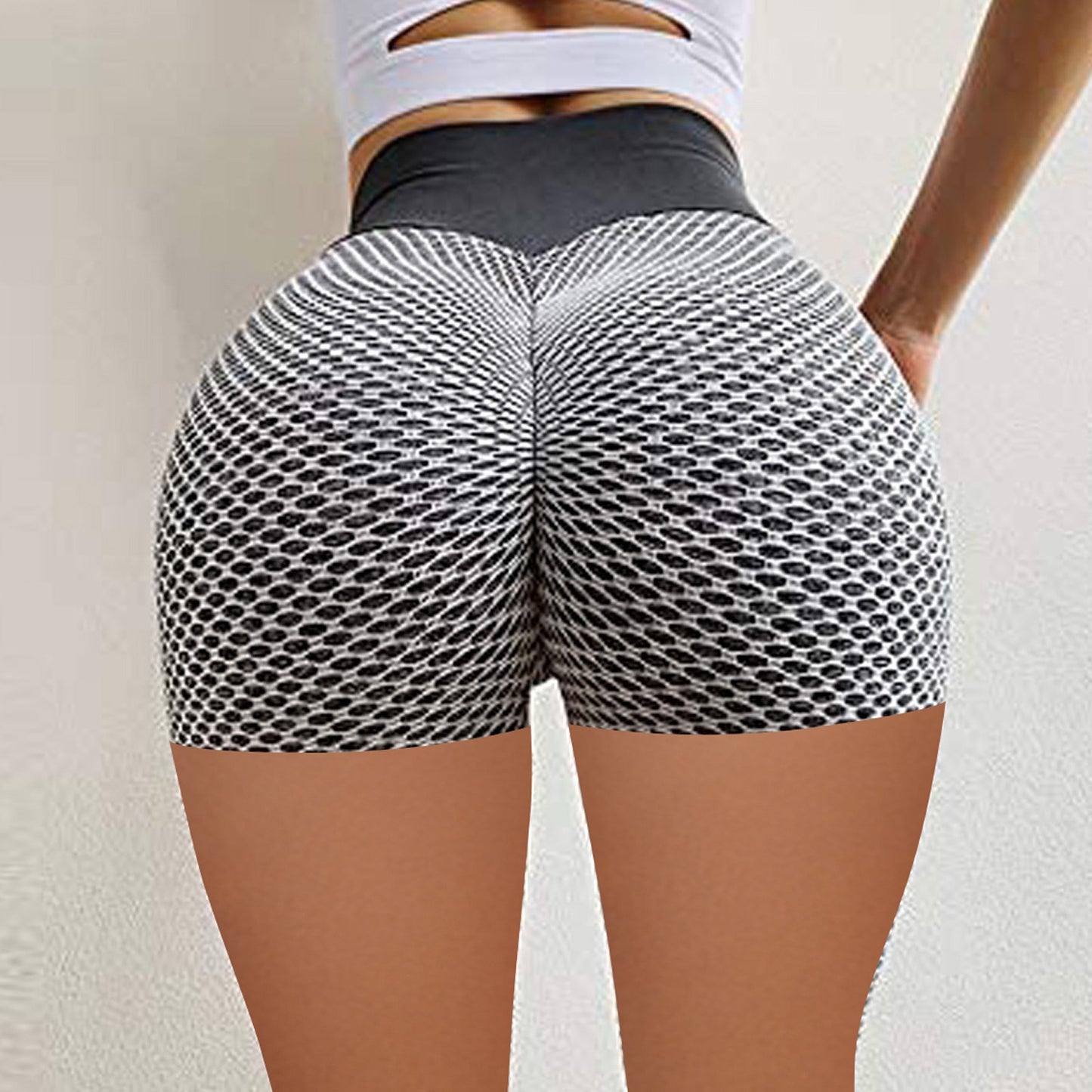 Pantalon de Yoga Design nid d'abeille, couleur unie, short de sport de Fitness pour femmes