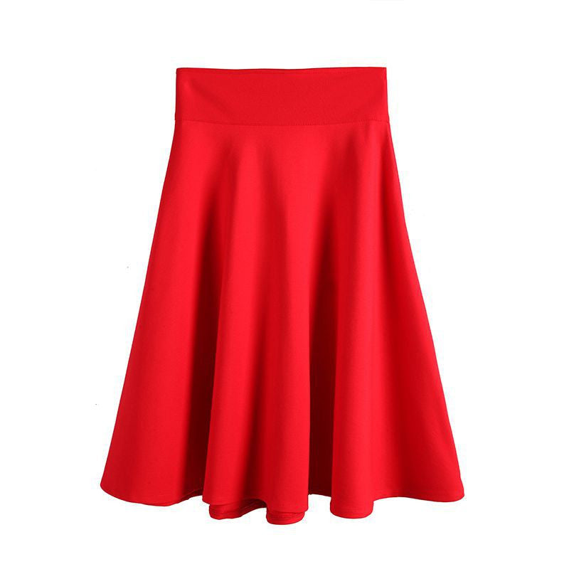 New All-match Umbrella High Waist Mid-length Skirt