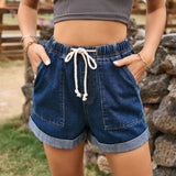 Chic Comfort: Women's Elastic Waist Denim Shorts