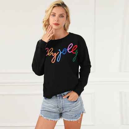 Urban Chic Letter Print Crew Neck Sweater from Eternal Gleams