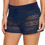 Women's Black Jacquard Lace Shorts from Eternal Gleams