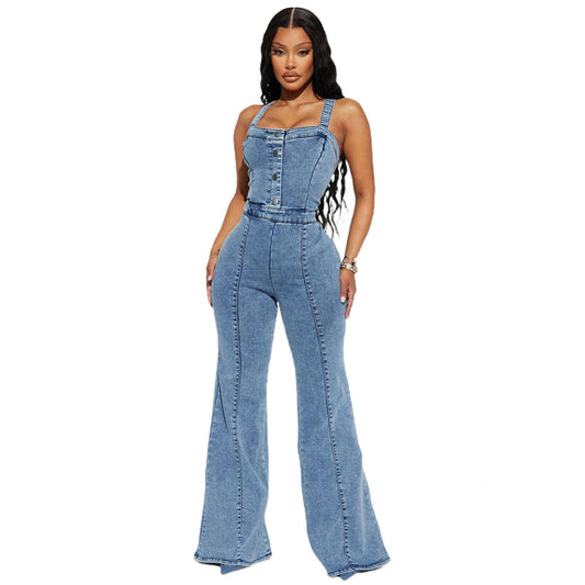 Chic Slim Fit Suspender Jumpsuit Pants