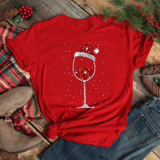 Women's Christmas Theme Printed T-shirt