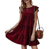 Chic Comfort: Women's Round Neck Short Sleeve Dress from Eternal Gleams