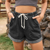 Chic Comfort: Women's Elastic Waist Denim Shorts