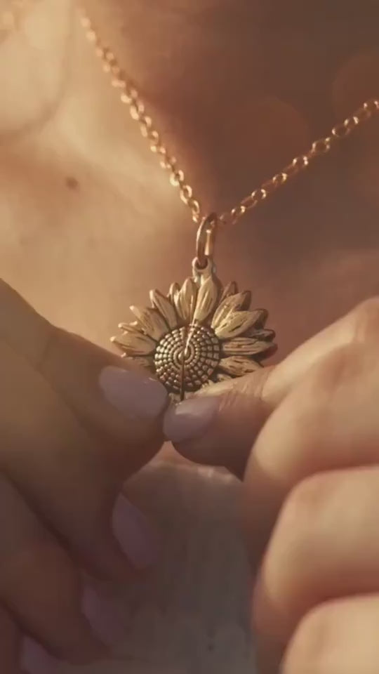 1.mp4You Are My Sunshine Sunflower Necklace for Women and Men from Eternal Gleams